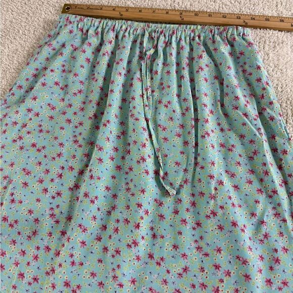 Ll Bean skirt womens Size Small Petite floral ruffle hem drawstring rayon spring - Picture 8 of 11